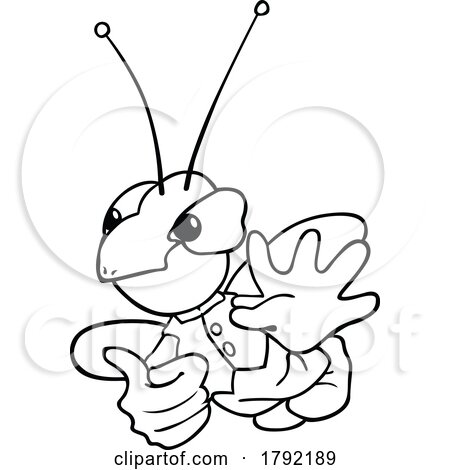 Cartoon Black and White Beetle Giving a Thumb up by dero