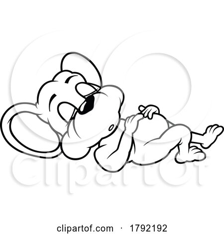 Cartoon Black and White Sleeping Mouse by dero