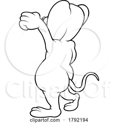 Cartoon Black and White Waving Mouse by dero