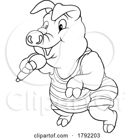 Cartoon Black and White Singing Pig by dero