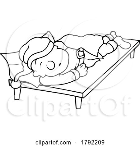 Cartoon Black and White Sleeping Dwarf by dero