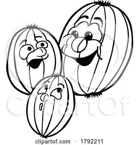 Cartoon Black and White Gooseberry Characters by dero