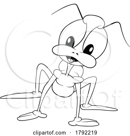Cartoon Black and White Long Legged Beetle by dero