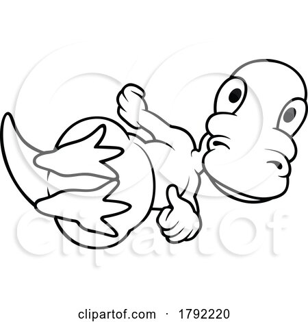 Cartoon Black and White Resting Dinosaur by dero