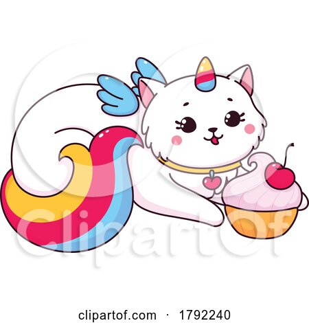 Unicorn Cat with a Cupcake by Vector Tradition SM
