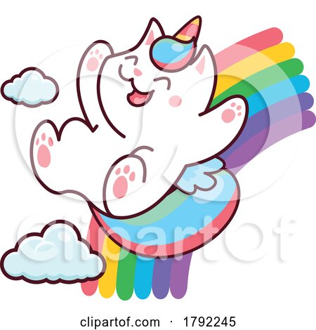 Unicorn Cat Sliding down a Rainbow by Vector Tradition SM