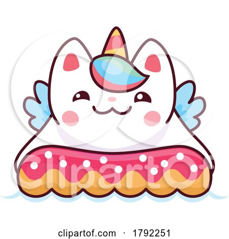 Unicorn Cat Swimming with an Inner Tube by Vector Tradition SM