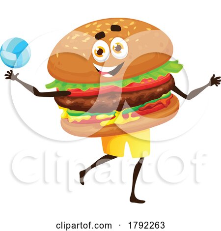 Volleyball Burger Mascot by Vector Tradition SM