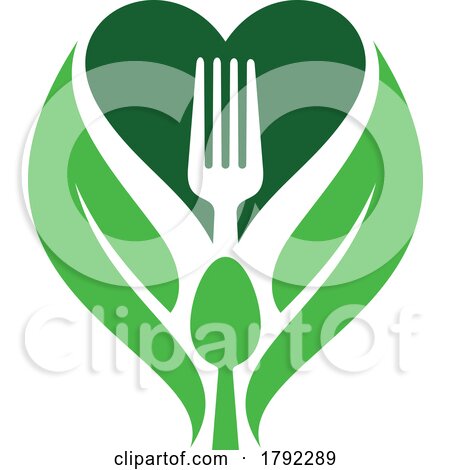 Green Leaves with a Fork and Spoon by Vector Tradition SM