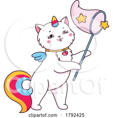 Unicorn Cat Catching Stars by Vector Tradition SM