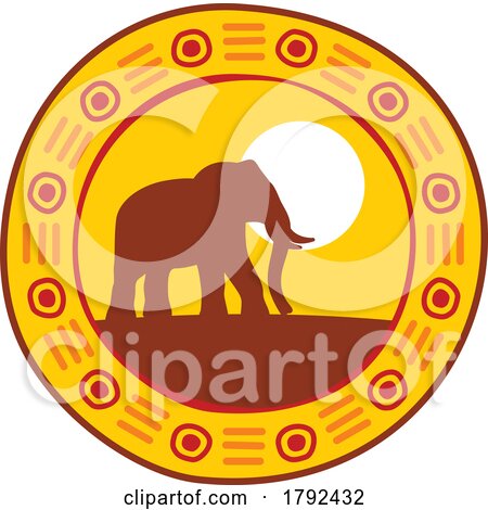 Silhouetted Sunset Elephant Logo by Vector Tradition SM