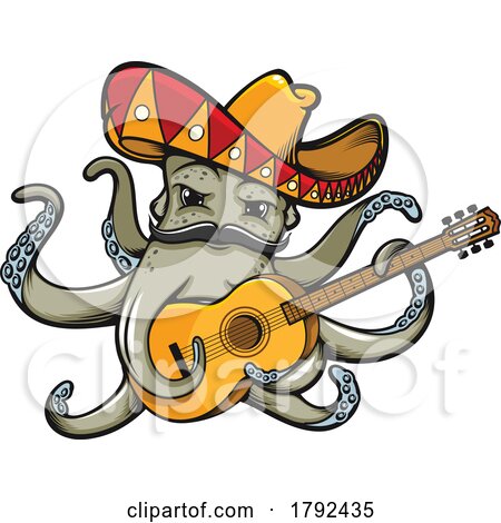 Mexican Octopus Playing a Guitar by Vector Tradition SM