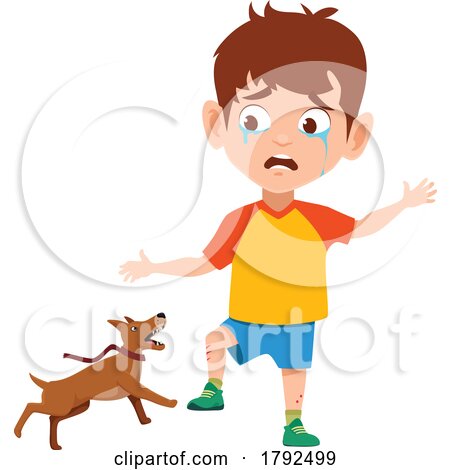 Boy Being Bit by a Rabid Dog by Vector Tradition SM