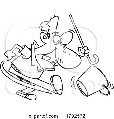 Cartoon Clipart Black and WhiteOld Man Kicking the Bucket by toonaday