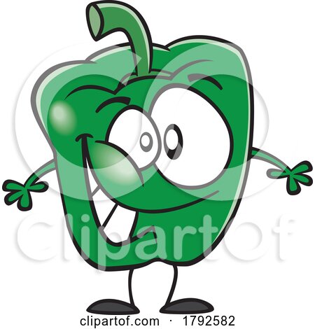 Cartoon Happy Green Bell Pepper by toonaday