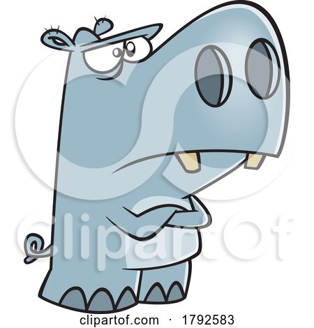 Cartoon Stubborn or Grumpy Hippo by toonaday