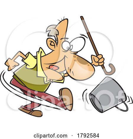 Cartoon Old Man Kicking the Bucket by toonaday