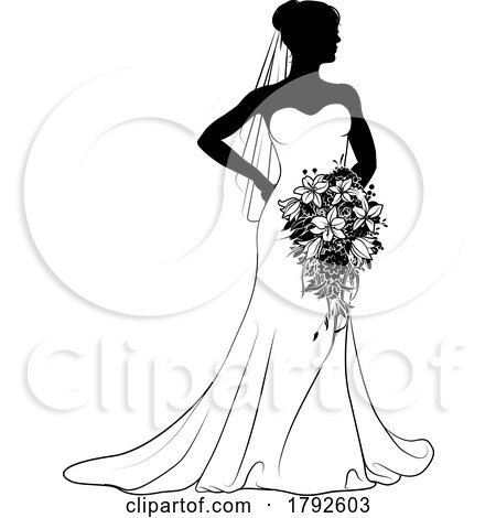 Bride Bridal Wedding Dress Silhouette Woman Design by AtStockIllustration