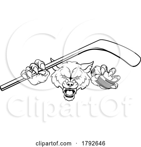 Wolf Ice Hockey Player Animal Sports Mascot by AtStockIllustration