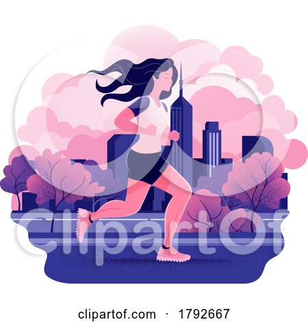 Fitness Woman Runner Running Jogging Run in City by AtStockIllustration