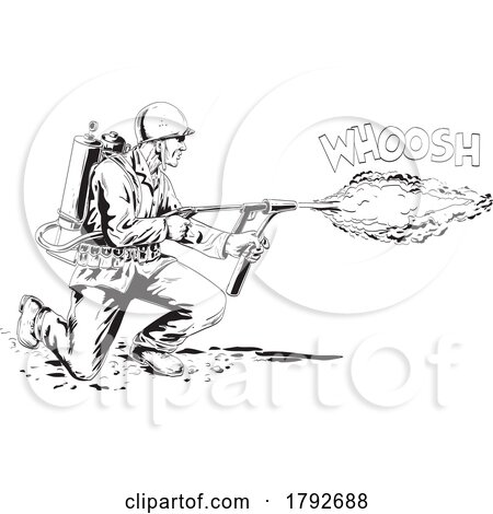 World War Two American Gi Soldier Firing Bazooka or Stovepipe Rocket Launcher Comics Style Drawing by patrimonio