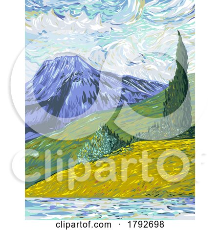 Mount Richards in Waterton Lakes National Park Alberta Canada WPA Poster Art by patrimonio