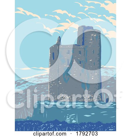 Ballinalacken Castle in Killilagh Parish of County Clare Ireland WPA Art Deco Poster by patrimonio