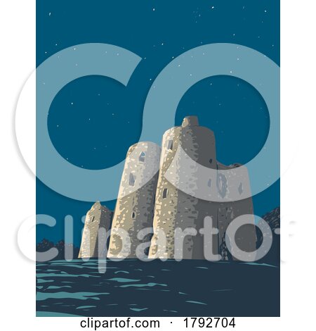 Ballyloughan Castle in County Carlow near Bagenalstown Ireland WPA Art Deco Poster by patrimonio