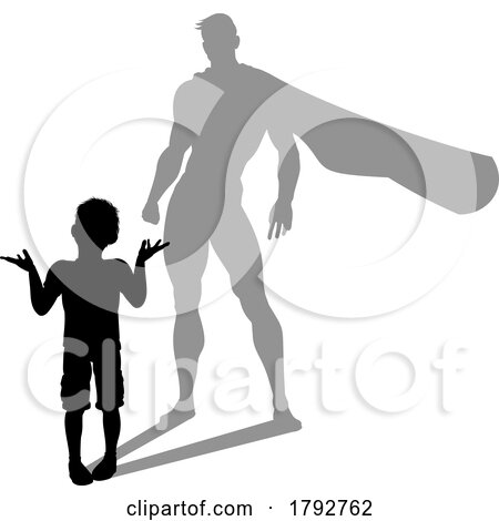 Superhero Child Kid with Super Hero Shadow by AtStockIllustration