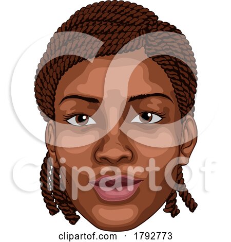 Young Black Woman Face Portrait Illustration by AtStockIllustration