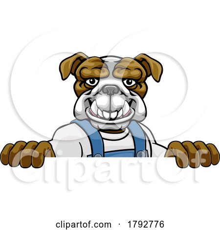 Bulldog Mascot Plumber Mechanic Handyman Worker by AtStockIllustration