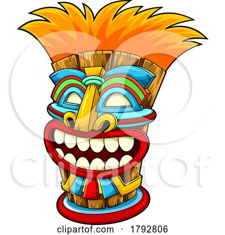 Cartoon Tribal Tiki Mask Grinning by Hit Toon