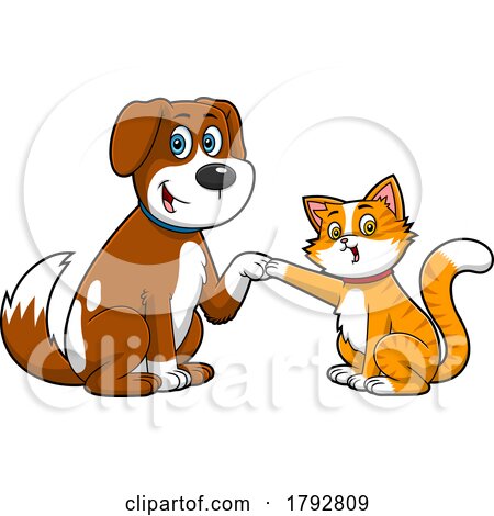 Cartoon Dog Fist Bumping a Cat by Hit Toon