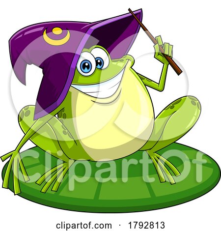Cartoon Frog Wizard Holding a Wand by Hit Toon