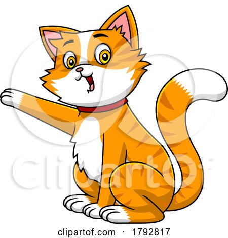 Cartoon Cat Presenting or Holding up a Paw by Hit Toon