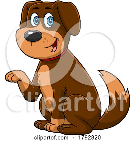 Cartoon Dog Begging Holding a Paw up by Hit Toon