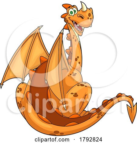 Cartoon Happy Dragon Looking Back by Hit Toon