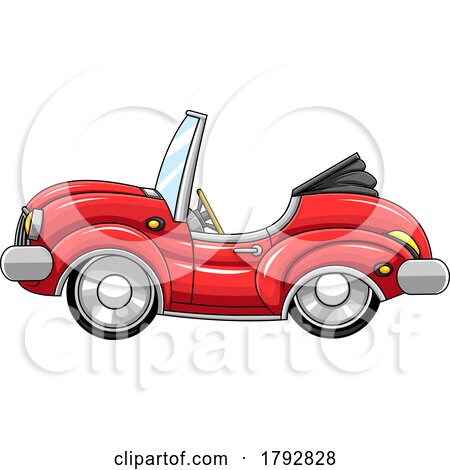Cartoon Convertible Red Sports Car by Hit Toon
