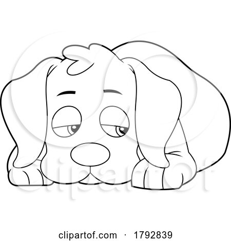 Cartoon Depressed Dog in Black and White by Hit Toon