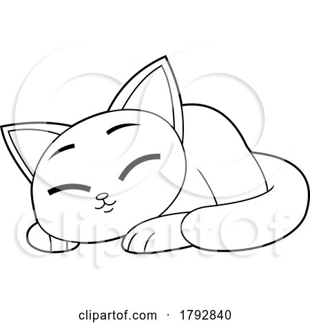 Cartoon Sleeping Siamese Cat in Black and White by Hit Toon