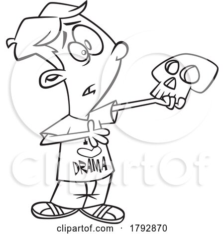 Cartoon Black and White School Boy Acting in Drama Class by toonaday