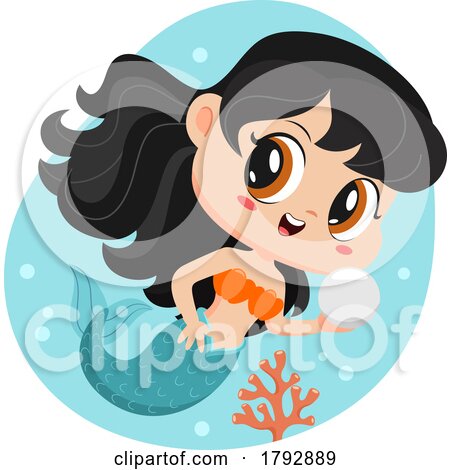 Cartoon Clipart Mermaid with a Pearl by Hit Toon