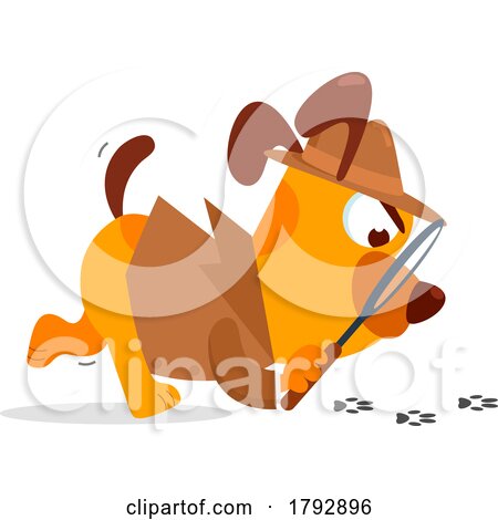 Cartoon Clipart Dog Detective Following Tracks by Hit Toon
