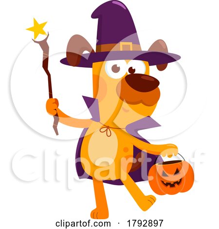 Cartoon Clipart Trick or Treating Halloween Dog by Hit Toon
