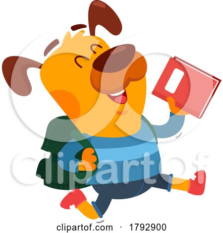 Cartoon Clipart Dog Student Running by Hit Toon
