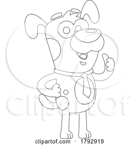 Cartoon Black and White Clipart Business Dog Giving a Thumb up by Hit Toon