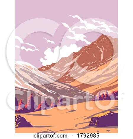 Gran Paradiso National Park During Autumn in the Graian Alps Italy WPA Art Deco Poster by patrimonio