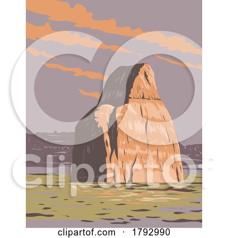 Lone Rock on Lake Powell in Glen Canyon National Recreation Area Utah WPA Art Deco Poster by patrimonio
