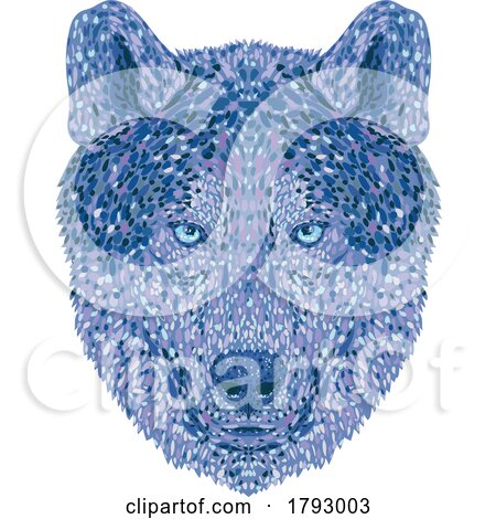 Wolf or Gray Wolf Head Front View Pointillist Impressionist Pop Art Style by patrimonio