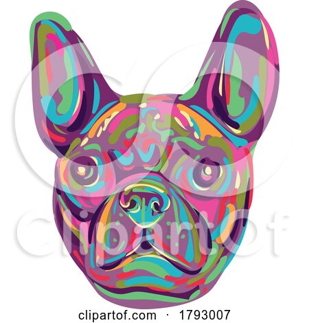 French Bulldog Frenchie or Bouledogue Francais Head Pop Art Style by patrimonio